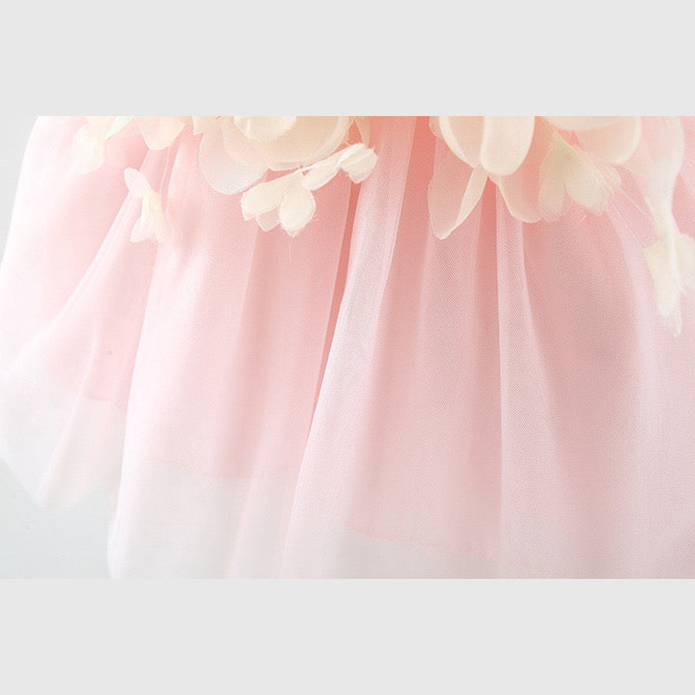MyKids-USA® Baby Girl Flower Patched Design Mesh Princess Formal Dress