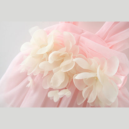 MyKids-USA® Baby Girl Flower Patched Design Mesh Princess Formal Dress