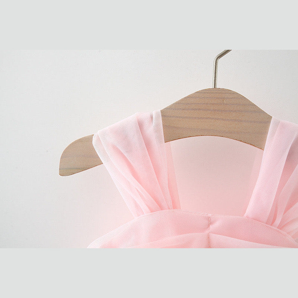MyKids-USA® Baby Girl Flower Patched Design Mesh Princess Formal Dress