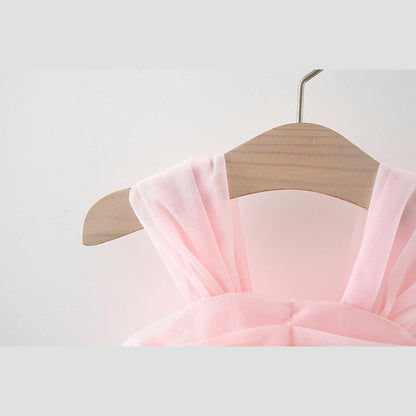 MyKids-USA® Baby Girl Flower Patched Design Mesh Princess Formal Dress