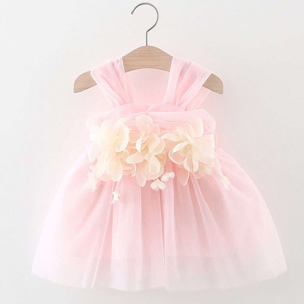 MyKids-USA® Baby Girl Flower Patched Design Mesh Princess Formal Dress