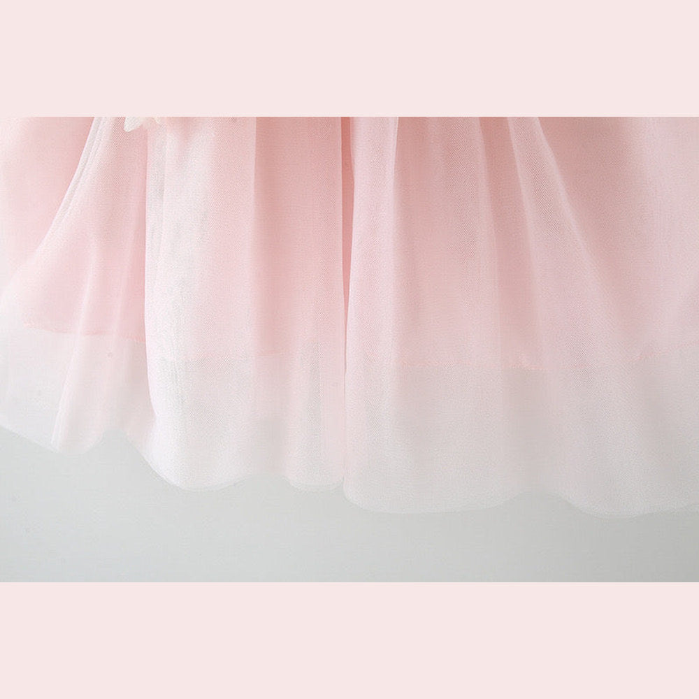 MyKids-USA® Baby Girl Flower Patched Design Mesh Princess Formal Dress