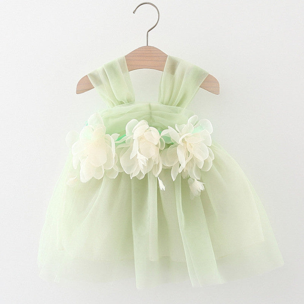 MyKids-USA® Baby Girl Flower Patched Design Mesh Princess Formal Dress