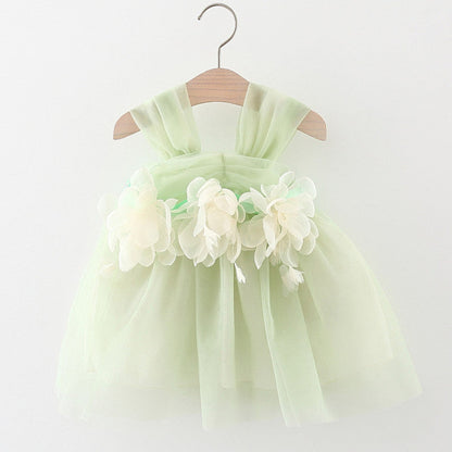MyKids-USA® Baby Girl Flower Patched Design Mesh Princess Formal Dress
