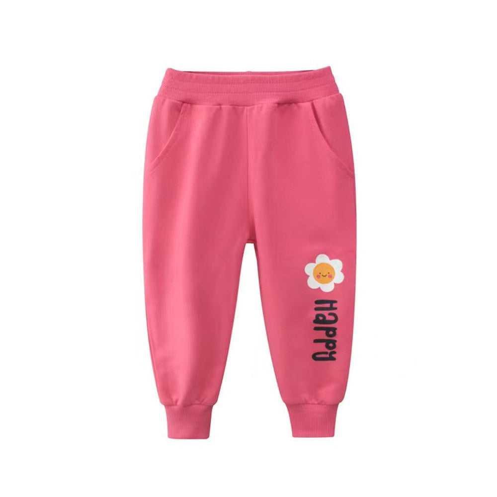 MyKids-USA® Baby Girl Cartoon Animal Graphic Solid Color Elastic Trousers