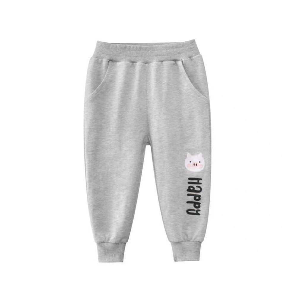 MyKids-USA® Baby Girl Cartoon Animal Graphic Solid Color Elastic Trousers