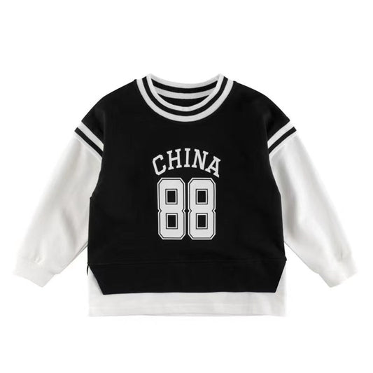 MyKids-USA® Baby Boy Slogan Pattern Fake Design O-Neck Hoodies