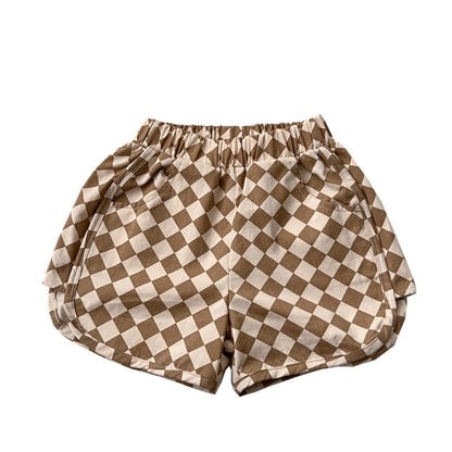 MyKids-USA® Baby Checkerboard Pattern Casual Shorts