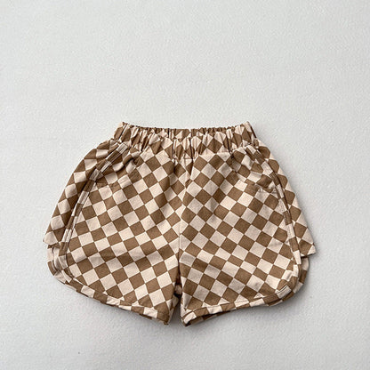 MyKids-USA® Baby Checkerboard Pattern Casual Shorts