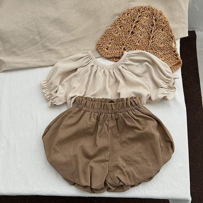 MyKids-USA® Baby Girl Solid Color Loose Soft Cotton Shorts