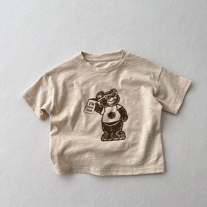 MyKids-USA® Baby Cartoon Bear Graphic Short Sleeve Comfy T-Shirt