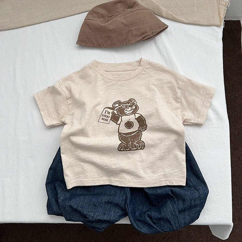 MyKids-USA® Baby Cartoon Bear Graphic Short Sleeve Comfy T-Shirt