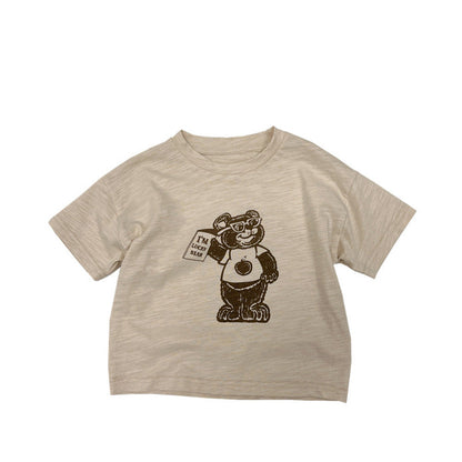 MyKids-USA® Baby Cartoon Bear Graphic Short Sleeve Comfy T-Shirt
