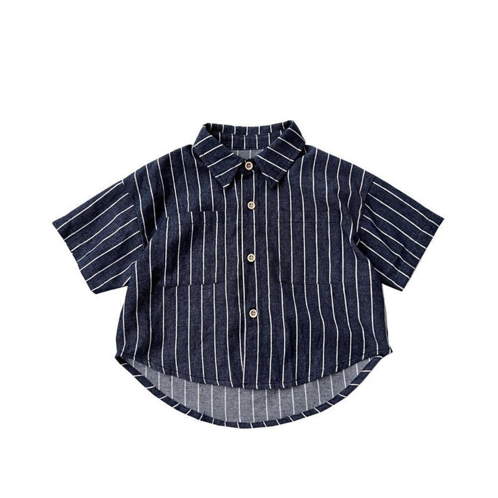 MyKids-USA® Baby Unisex Striped Pattern Single Breasted Shirt