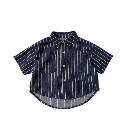 MyKids-USA® Baby Unisex Striped Pattern Single Breasted Shirt