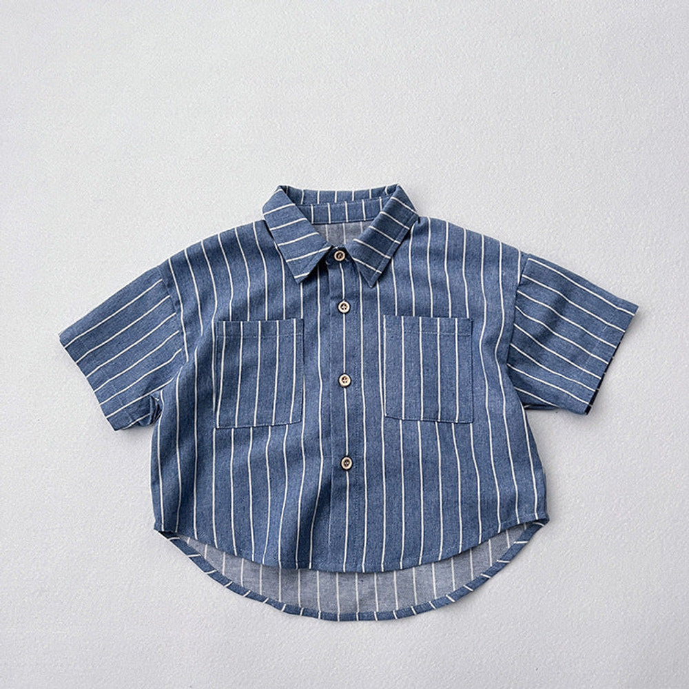 MyKids-USA® Baby Unisex Striped Pattern Single Breasted Shirt