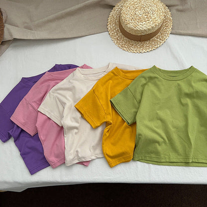 Baby Solid Color Thin Style Fashion Unisex T-Shirt