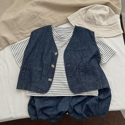 MyKids-USA® Baby Striped Pattern O-Neck Soft Cotton Shirts