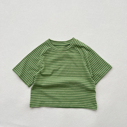 MyKids-USA® Baby Striped Pattern O-Neck Soft Cotton Shirts