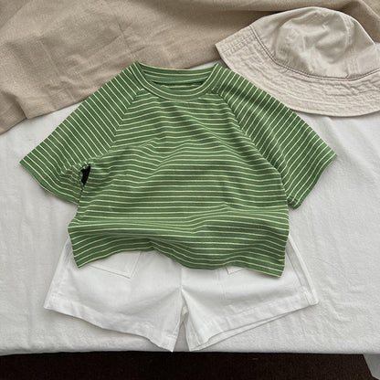 MyKids-USA® Baby Striped Pattern O-Neck Soft Cotton Shirts