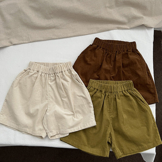 MyKids-USA® Baby Solid Color Corduroy Fabric Shorts