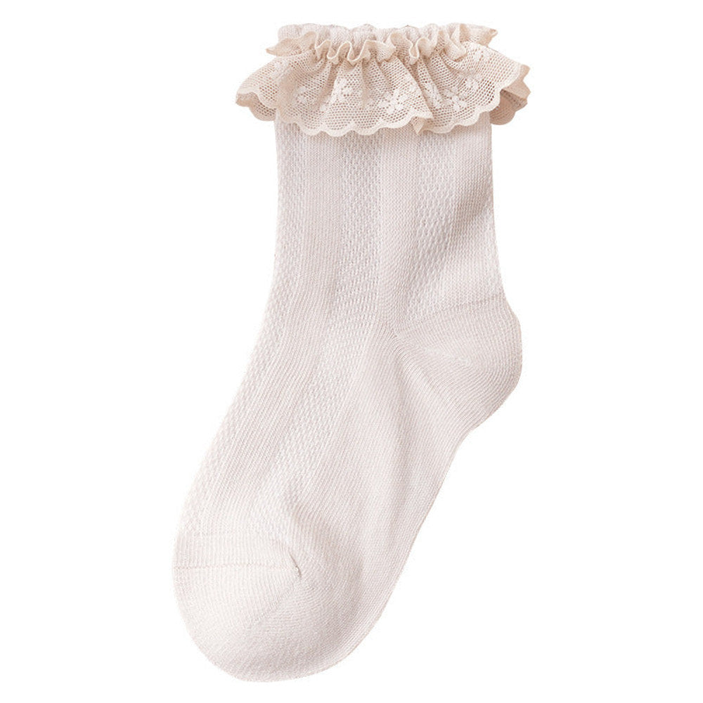 MyKids-USA® Baby Solid Color Ruffle Socks Princess Breathable Socks