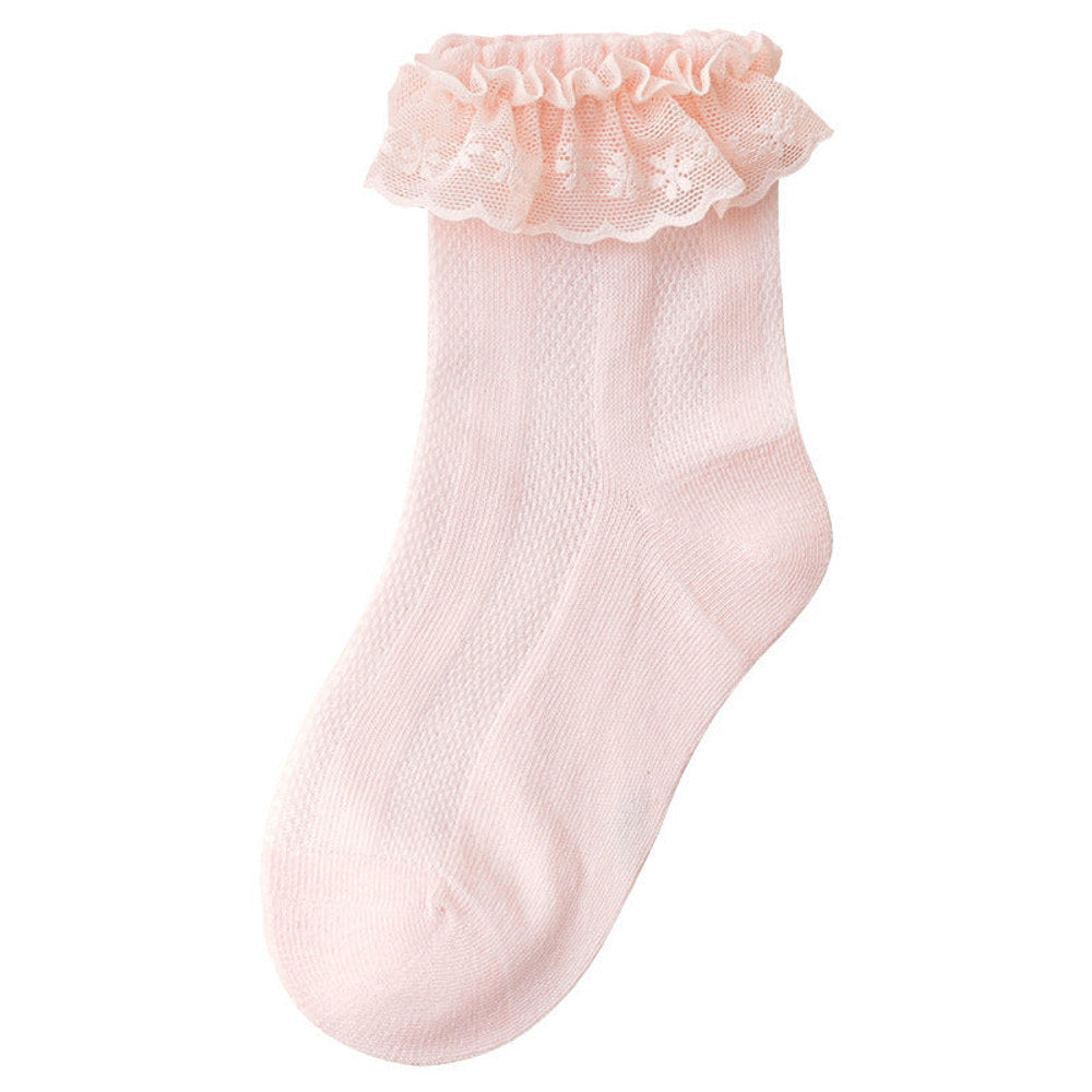 MyKids-USA® Baby Solid Color Ruffle Socks Princess Breathable Socks