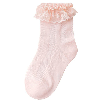 MyKids-USA® Baby Solid Color Ruffle Socks Princess Breathable Socks