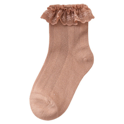 MyKids-USA® Baby Solid Color Ruffle Socks Princess Breathable Socks