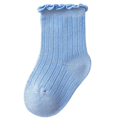 MyKids-USA® Baby Solid Color Mesh Breathable Ruffle Design Socks