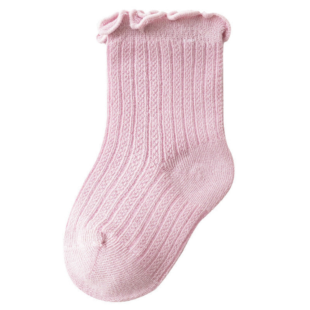 MyKids-USA® Baby Solid Color Mesh Breathable Ruffle Design Socks