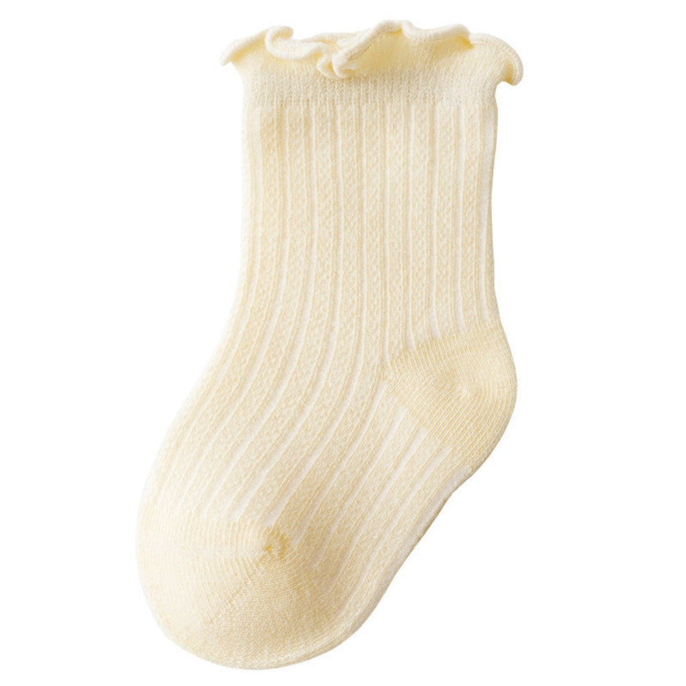 MyKids-USA® Baby Solid Color Mesh Breathable Ruffle Design Socks