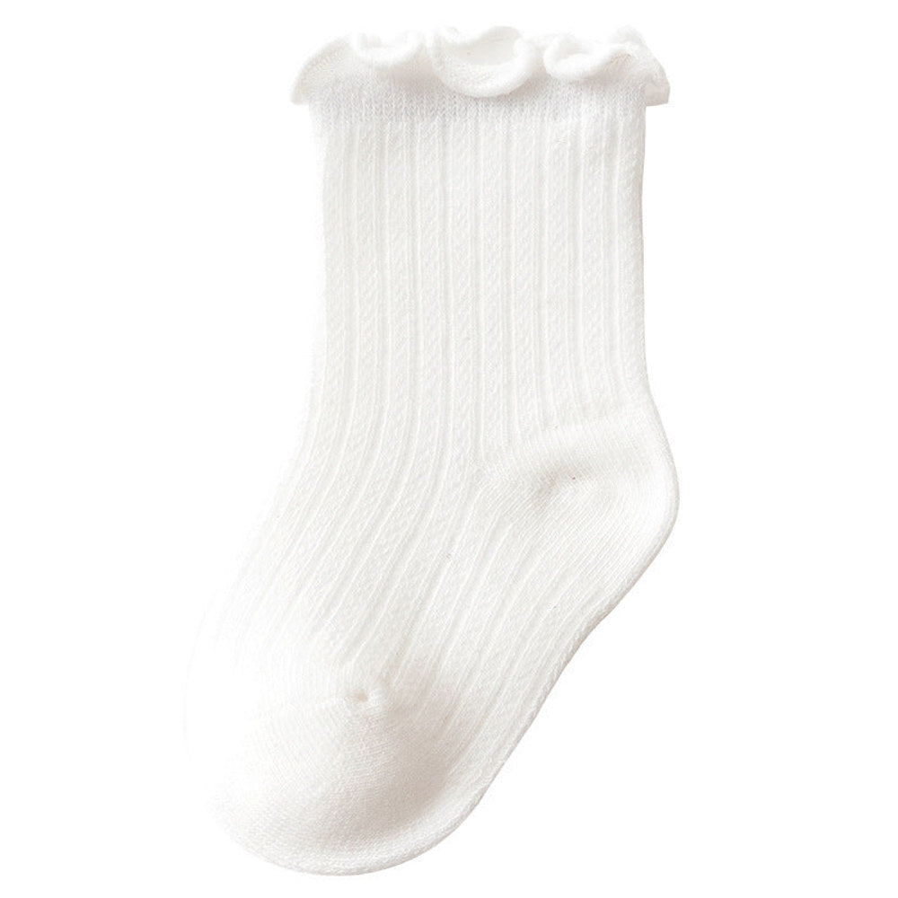 MyKids-USA® Baby Solid Color Mesh Breathable Ruffle Design Socks