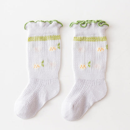 MyKids-USA® Baby Girl Floral Print Pattern Mesh Breathable High Tube Socks