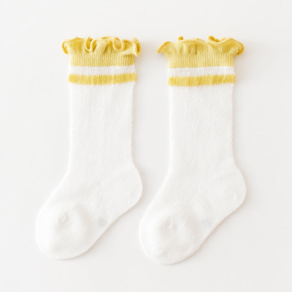 MyKids-USA® Baby Girl Floral Print Pattern Mesh Breathable High Tube Socks