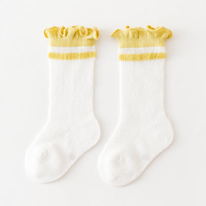 MyKids-USA® Baby Girl Floral Print Pattern Mesh Breathable High Tube Socks
