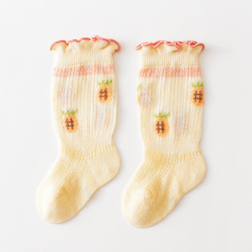 MyKids-USA® Baby Girl Floral Print Pattern Mesh Breathable High Tube Socks