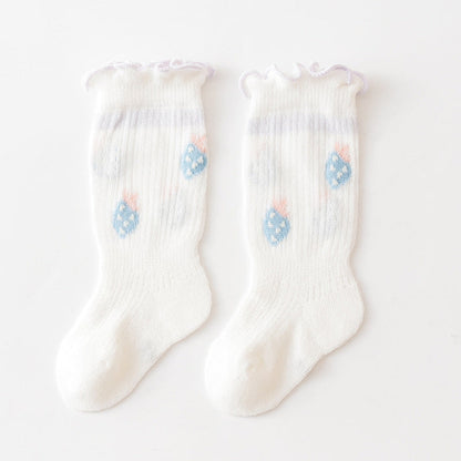MyKids-USA® Baby Girl Floral Print Pattern Mesh Breathable High Tube Socks