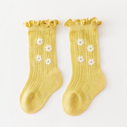 MyKids-USA® Baby Girl Floral Print Pattern Mesh Breathable High Tube Socks