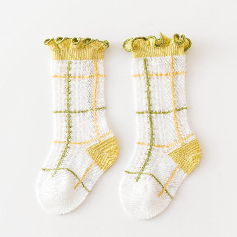 MyKids-USA® Baby Girl Floral Print Pattern Mesh Breathable High Tube Socks