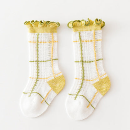 MyKids-USA® Baby Girl Floral Print Pattern Mesh Breathable High Tube Socks