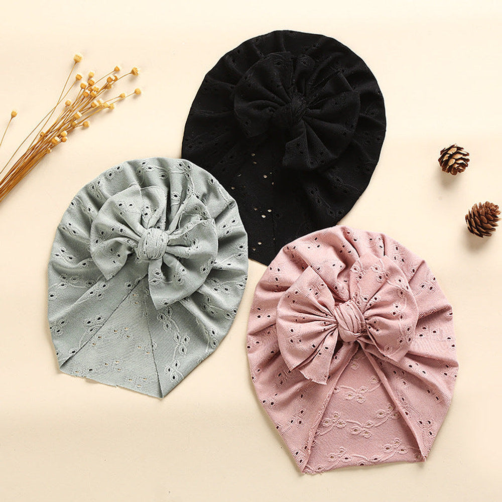 MyKids-USA® Baby Solid Color Lace Hole Breathable Soft Cotton Caps