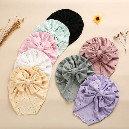 MyKids-USA® Baby Solid Color Lace Hole Breathable Soft Cotton Caps