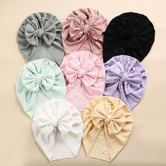MyKids-USA® Baby Solid Color Lace Hole Breathable Soft Cotton Caps