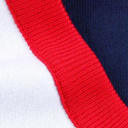 MyKids-USA® Baby Boy Cartoon Graphic Contrast Design V-Neck Sleeveless Knitted Vest Sweater
