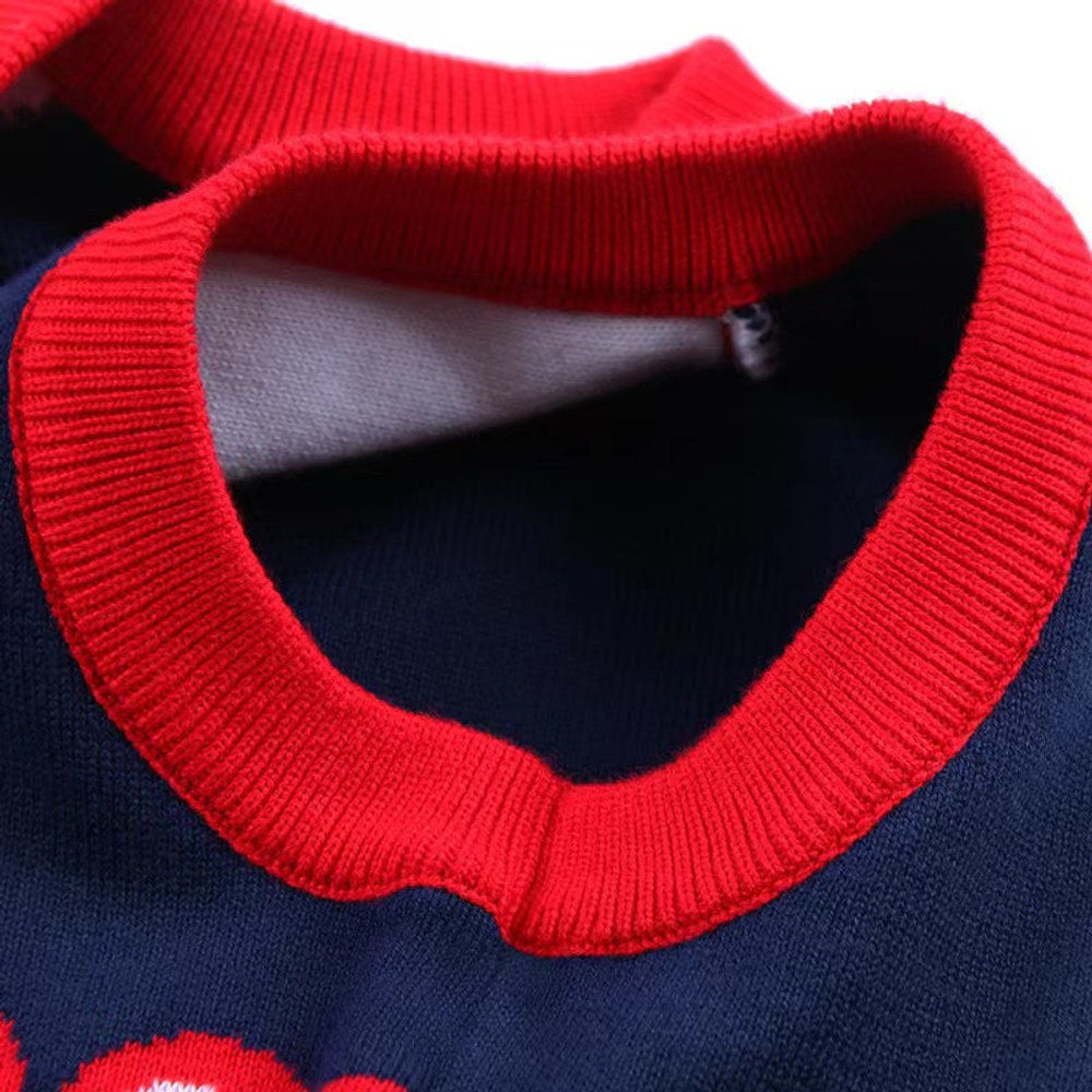 MyKids-USA® Baby Boy Cartoon Graphic Contrast Design V-Neck Sleeveless Knitted Vest Sweater