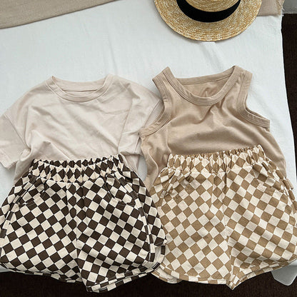 MyKids-USA® Checkerboard Print Pattern Comfy Shorts