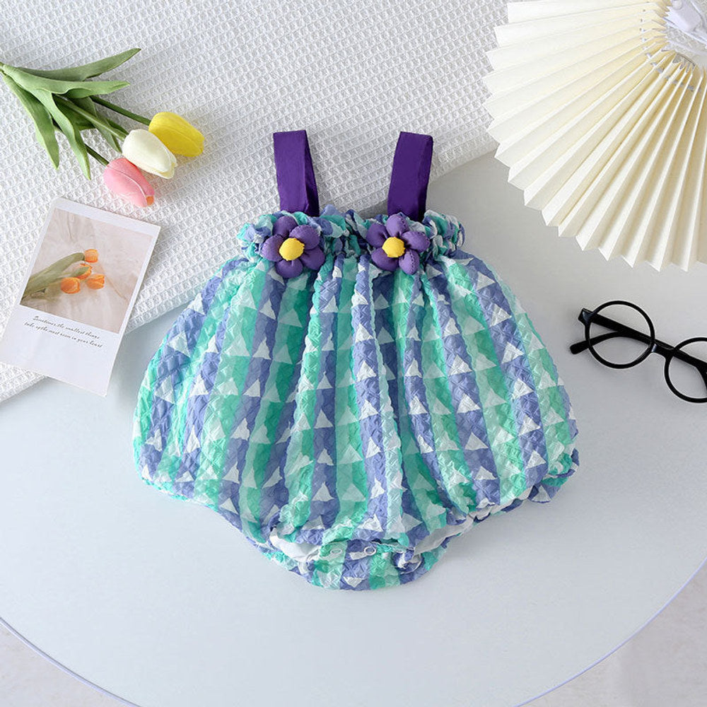 MyKids-USA® Baby Girl Style Flower Patched Design Sling bodysuit