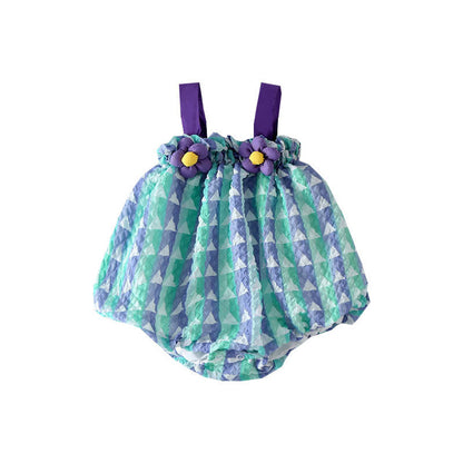 MyKids-USA® Baby Girl Style Flower Patched Design Sling bodysuit