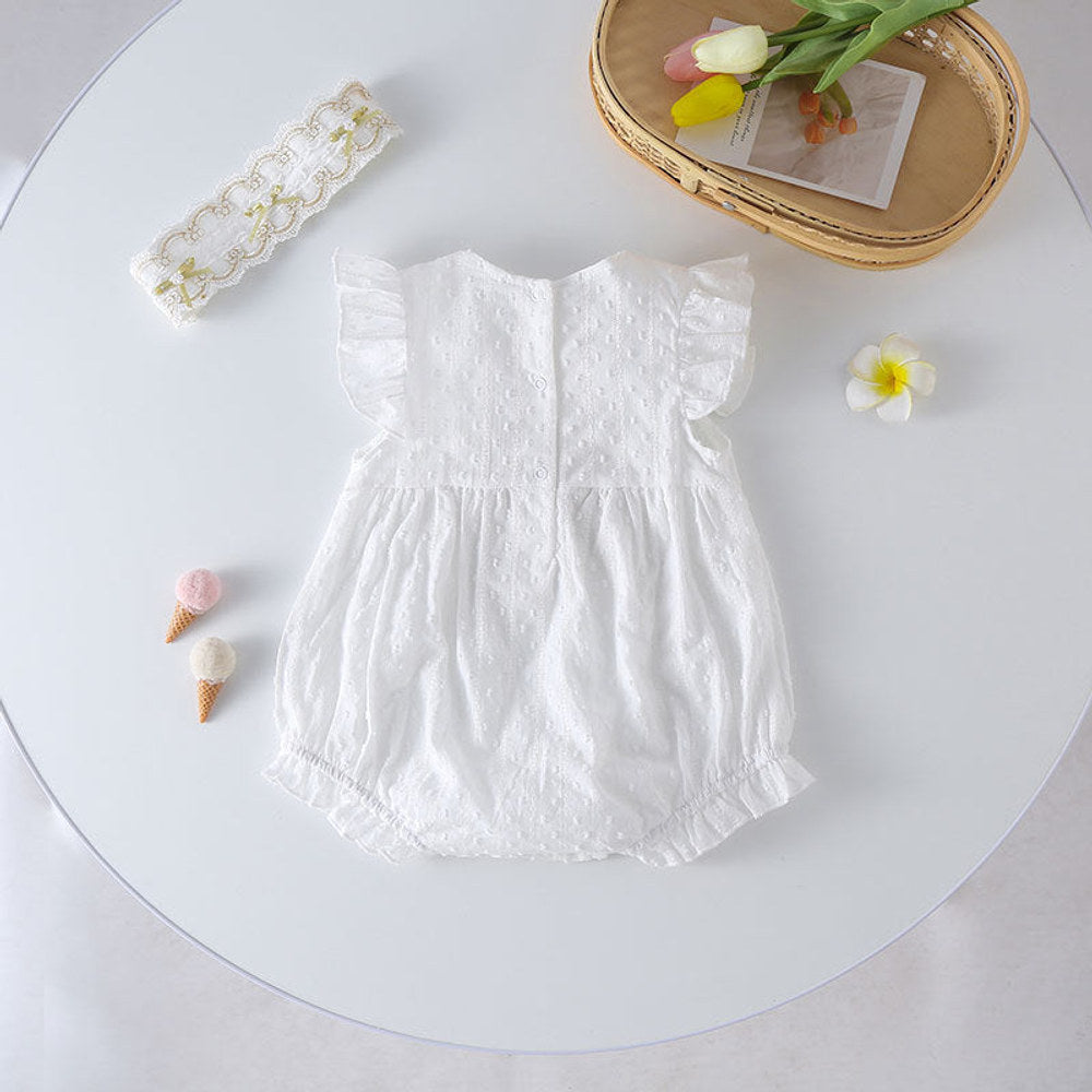 MyKids-USA® Baby Girls Solid White Gold Bow Tie Patched Design Popular bodysuit